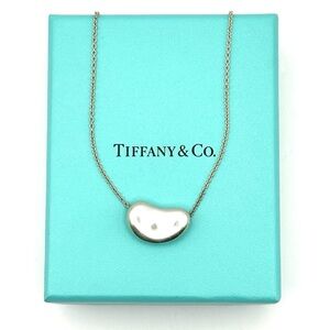 Tiffany & Co Elsa Peretti Silver Bean Pendant Necklace